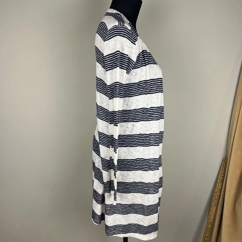 Renee‎ C Open Cardigan Lightweight Black Cream Cardigan Small Duster USA
